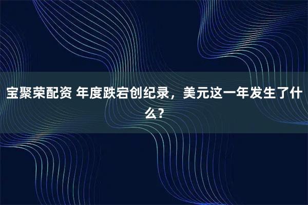 宝聚荣配资 年度跌宕创纪录，美元这一年发生了什么？