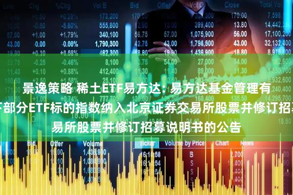 景逸策略 稀土ETF易方达: 易方达基金管理有限公司关于旗下部分ETF标的指数纳入北京证券交易所股票并修订招募说明书的公告