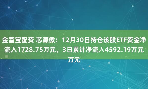 金富宝配资 芯源微：12月30日持仓该股ETF资金净流入1728.75万元，3日累计净流入4592.19万元